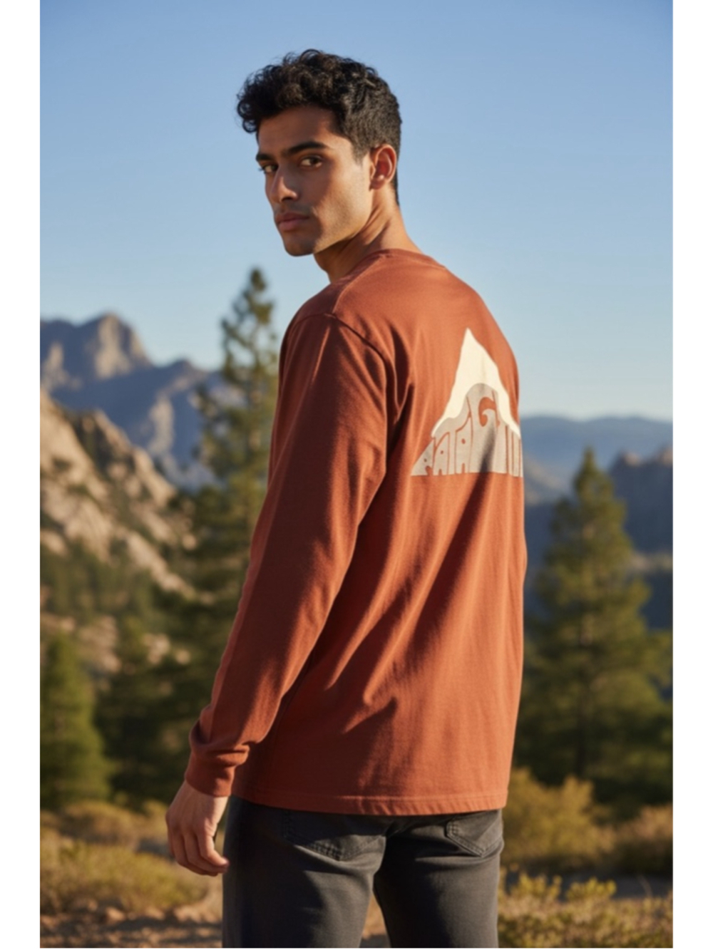 Men's Patagonia Long Sleeve Tee XXL Brown White